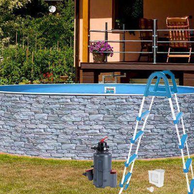 Каркасний басейн Azuro Stone &Oslash;4,6 м + фільтрація + драбина + скімер 3EXB0302K фото