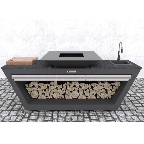 Вулична кухня Quan Rolling Kitchen Carbon з мийкою та водонагрівачем - 1002035 1002035 фото